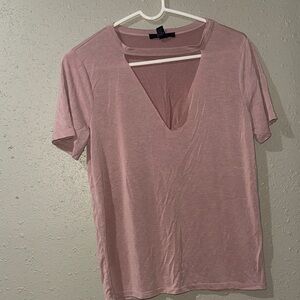 Forever 21 Mauve Short Sleeve V-Neck Top